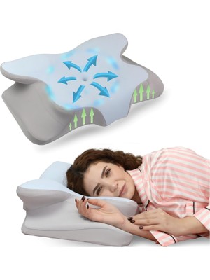 Ortopedik Boyun Yastığı,ortopedik Yastık  Ergonomik ve Kokusuz Hafızalı Köpükten Yapılmış, Boyun ve Omuz Ağrılarını Hafifletmek Için Tasarlanmış, Yan, Karın ve Sırt Üstü Uyuyanlar Için Ideal,