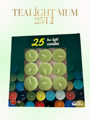 Mumsan Tealight Mum Yeşil 25'li Yılbaşı Sevgililer Günü Özel Günler