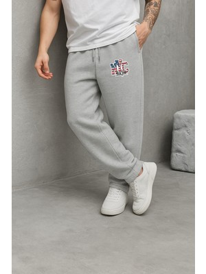 Eydamoon Erkek Kışlık Baggy Pamuklu Nyc New York Baskılı Bol Paça Yan Cepli Eşofman Altı