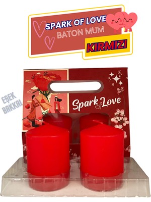 Mumsan 2li Kırmızı Baton Silindir Mum Yükseklik 6cm