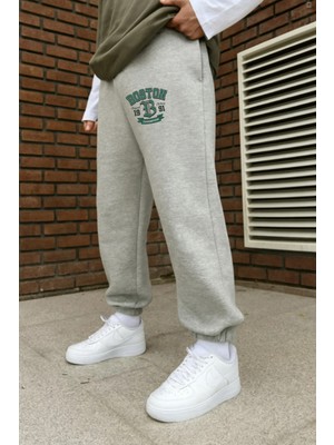 Eydamoon Erkek Kışlık Boston Baskılı Pamuklu Paça Lastikli Eşoman Altı