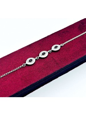 Tesbih Pasajı Mekik Model Zirkon ve Oltu Taşı Işçilikli 925 Ayar Gümüş Bileklik