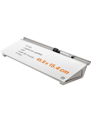 Nobo Masa Üstü Cam Not Panosu Cam Beyaz Tahta Masaüstü Memoboard, Kuru Silinebilir Cam Yüzey, Taşınabilir, Çerçevesiz, 458 x 154 Mm, Markör Kalemi ve Saklama Çekmecesi Dahil, Parlak Beyaz
