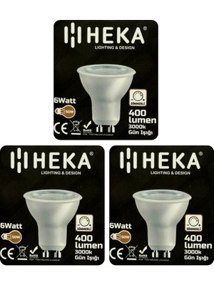 Avarson (3 Adet) Heka 6W (50W) 3000K (Sarı Işık) GU10 Duylu Dim Edilebilir LED Spot Ampul
