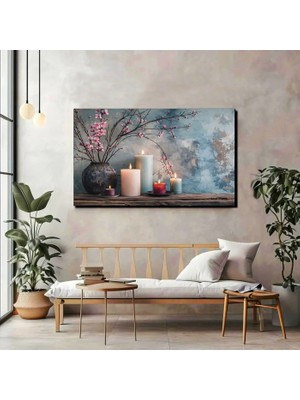 Şamdan & Mum Dekorlu Minimal Kanvas Tablo – Loş Işık & Romantik Ev Dekorasyonu