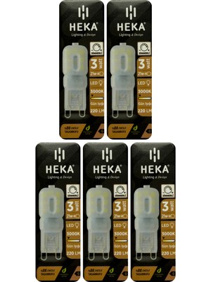 (5 Adet) Heka 3W (21W) 3000K (Sarı Işık) G9 Duylu Buzlu Dim Edilebilir LED Kapsül Ampul