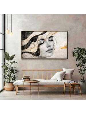 Kadın Portre Kanvas Tablo – Gold Detaylı Modern Duvar Dekoru & Premium Baskı