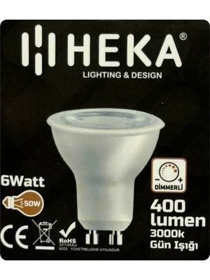 Avarson (1 Adet) Heka 6W (50W) 3000K (Sarı Işık) GU10 Duylu Dim Edilebilir LED Spot Ampul