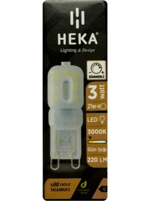 (1 Adet) Heka 3W (21W) 3000K (Sarı Işık) G9 Duylu Buzlu Dim Edilebilir LED Kapsül Ampul