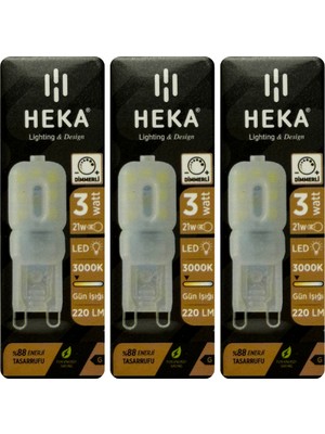 (3 Adet) Heka 3W (21W) 3000K (Sarı Işık) G9 Duylu Buzlu Dim Edilebilir LED Kapsül Ampul