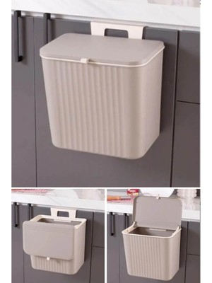 Online Kapında Mutfak Tezgah Üstü Dolap Askılı Kapaklı 15 Lt Çöp Kovası  (Beyaz-Krem-Siyah-Beyaz)