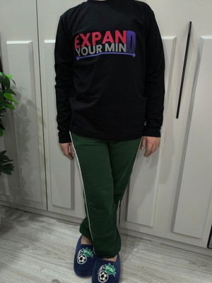 Pidal Giyim Expand Your Mind Baskılı Pamuklu Uzun Kollu Unisex Çocuk Eşofman Takımı