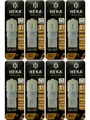 (8 Adet) Heka 3W (21W) 3000K (Sarı Işık) G9 Duylu Buzlu Dim Edilebilir LED Kapsül Ampul