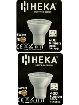 Avarson (2 Adet) Heka 6W (50W) 3000K (Sarı Işık) GU10 Duylu Dim Edilebilir LED Spot Ampul