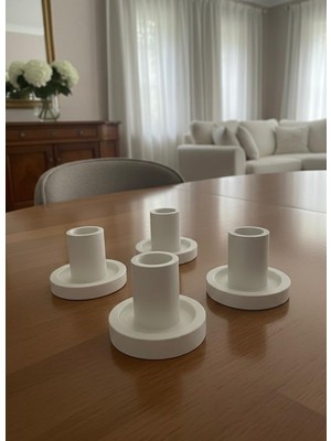 MumKusag Beyaz Beton Şamdan (4 Adet)