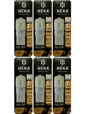 (6 Adet) Heka 3W (21W) 3000K (Sarı Işık) G9 Duylu Buzlu Dim Edilebilir LED Kapsül Ampul