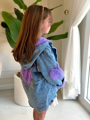 Reiz Peluş Astarlı Kalp Detaylı Kız Çocuk Mont