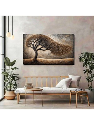 Rüzgar Ağacı 3D Efekt Kanvas Tablo – Modern & Doğal Sanat Tasarımı