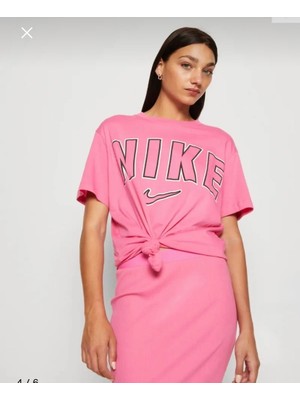 Nike Sportswear Printed Boyfriend Short-Sleeve Pembe Kadın T-Shirt FN5186-684