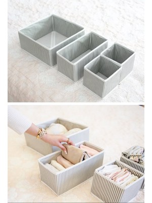 Helen's Home 4'lü Dolap Içi ve Çekmece Içi Düzenleyici Organizer Giysi, Çorap, Iç Çamaşırı Saklama Kutu Seti