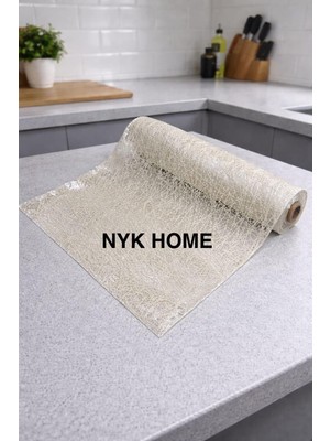 NYK Home Pvc Deliksiz Altı Şeffaf Kaplama Dantel Raf Örtüsü Dolap Örtüsü
