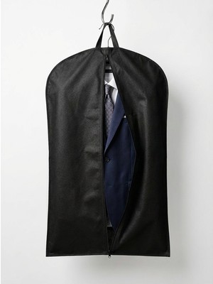 Farilas Global Siyah Takım Elbise Kılıfı – 70 gr Nonwoven Kumaş, Kalın Diş Fermuarlı, Çift Kulplu, 100X60 cm