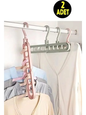 Usin 2 Adet 9 Göz Katlanabilir Akıllı Elbise Askısı Askılık Gardırop Elbise Dolabı Düzenleyici Organizer