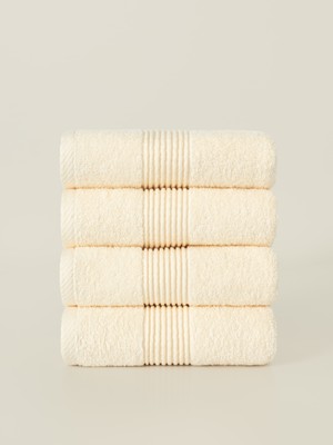 Ellaline 4'lü El Yüz Havlusu Seti %100 Pamuk Sertifikalı Banyo | Mutfak Çeyizlik 50X90CM Krem