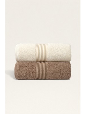 Ellaline 2'li Havlu Seti %100 Pamuk Sertifikalı El Yüz Mutfak Havlusu 50X90CM Krem - Bej