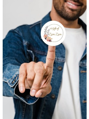 Casalinghi Ingilizce Zemzem Hediyesi Sticker A Gift Of Zam Zam Umre Hajj Etiketi Round 4 Cm- 33 Adet