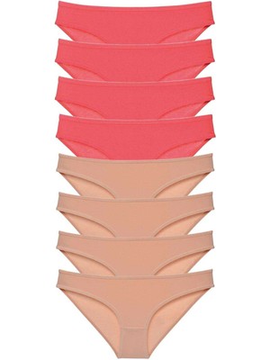 Beruflic 8 Adet Süper Eko Set Likralı Kadın Slip Külot Fuşya Ten