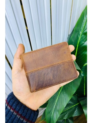 Derius Lucca Eskitme Taba Çok Kart Bölmeli Kişiye Özel Isim Baskılı Hakiki Deri Spor Erkek Cüzdanı