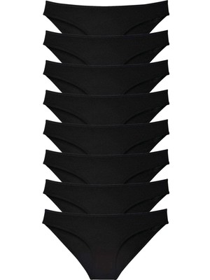 Beruflic 8 Adet Süper Eko Set Likralı Kadın Slip Külot Siyah