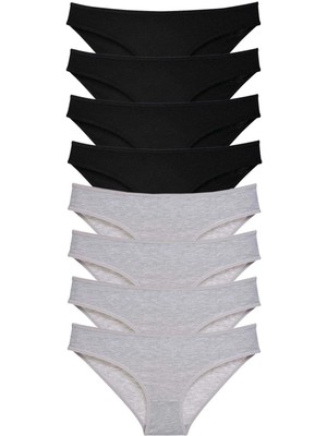Beruflic 8 Adet Süper Eko Set Likralı Kadın Slip Külot Siyah Gri
