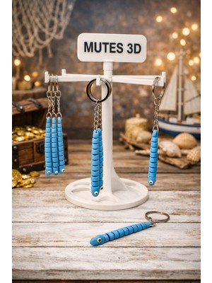 3D Hareketli Solucan Anahtarlık MAVI-1108