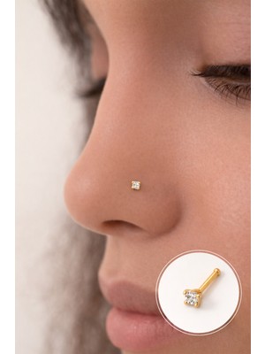 Sacce Scarves & Accessories 316 L Çelik 2 mm Tektaş Hızma Burun Piercingi Gold Renk