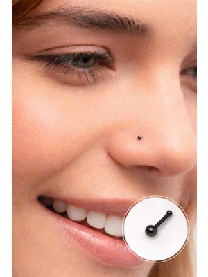 Sacce Scarves & Accessories Siyah Renk 1.5 mm Çelik Top Hızma Burun Piercingi