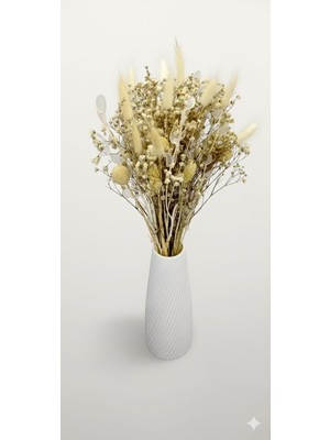 Birlik Şoklanmış  ve Kuru  Çiçekli  Aranjman  Beyaz  Krem