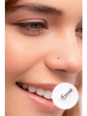 Sacce Scarves & Accessories Gümüş Renk 1.5 mm Çelik Top Hızma Burun Piercingi