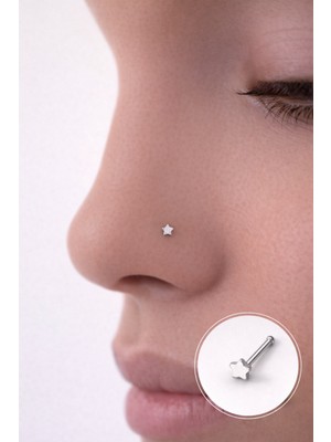 Sacce Scarves & Accessories 316 L Çelik Mini Yıldız Hızma Burun Piercingi Gümüş Renk