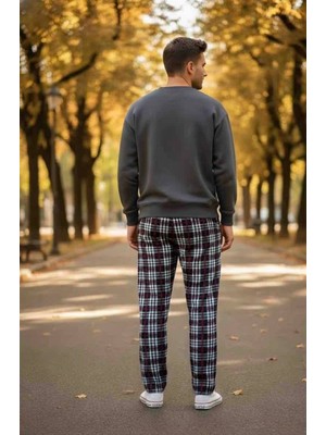 Havva Home Erkek Kadın (Unisex) Kare Ekose Desenli Polar Pantolon Ev Içi Ev Dışı Kullanım Hediye Için Uygun (Tek Alt)