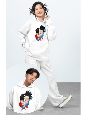 Fuddy Moda Unisex Tetsuo Kaneda Baskılı Kapüşonlu Sweatshirt, Oversize Akira Anime Temalı Hoodie