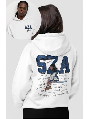 Fuddy Moda Oversize Sza Playlist Sırt Baskılı Kapüşonlu Sweatshirt, Unisex Sza Yazılı Hoodie
