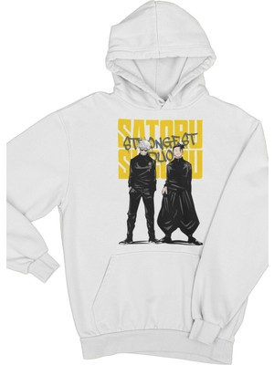 Fuddy Moda Jjk Gojo Satoru ve Suguru Geto Baskılı Kapüşonlu Sweatshirt,unisex Oversize Anime Baskılı Hoodie
