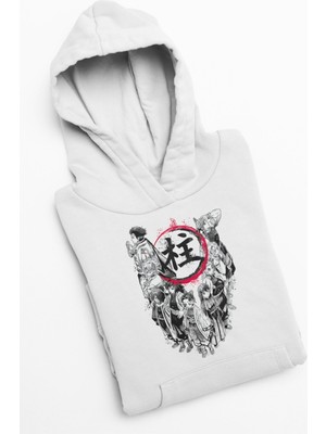 Fuddy Moda Unisex Hashiralar Baskılı Kapüşonlu Sweatshirt, Oversize Demon Slayer Anime Temalı Hoodie