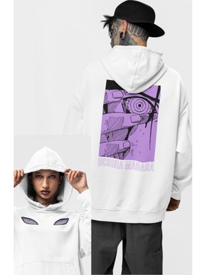 Fuddy Moda Naruto Uchiha Madara 2 Sırt Baskılı Kapüşonlu Sweatshirt, Unisex Oversize Anime Baskılı Hoodie
