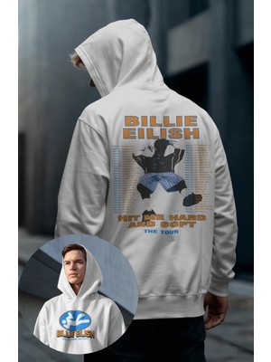 Fuddy Moda Unisex Albüm Tour List Sırt Baskılı Kapüşonlu Sweatshirt, Oversize Billie Eilish Temalı Hoodie