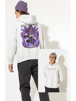 Fuddy Moda Oversize Obito Uchiha Sırt Baskılı Kapüşonlu Sweatshirt, Unisex Naruto Anime Temalı Hoodie