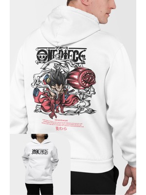 Fuddy Moda One Piece Luffy Snakeman Sırt Baskılı Kapüşonlu Sweatshirt, Unisex Oversize Anime Baskılı Hoodie