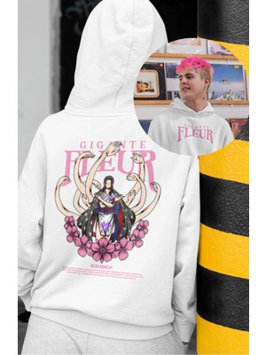Fuddy Moda Oversize Nico Robin Sırt Baskılı Kapüşonlu Sweatshirt, Unisex One Piece Temalı Anime Hoodie
